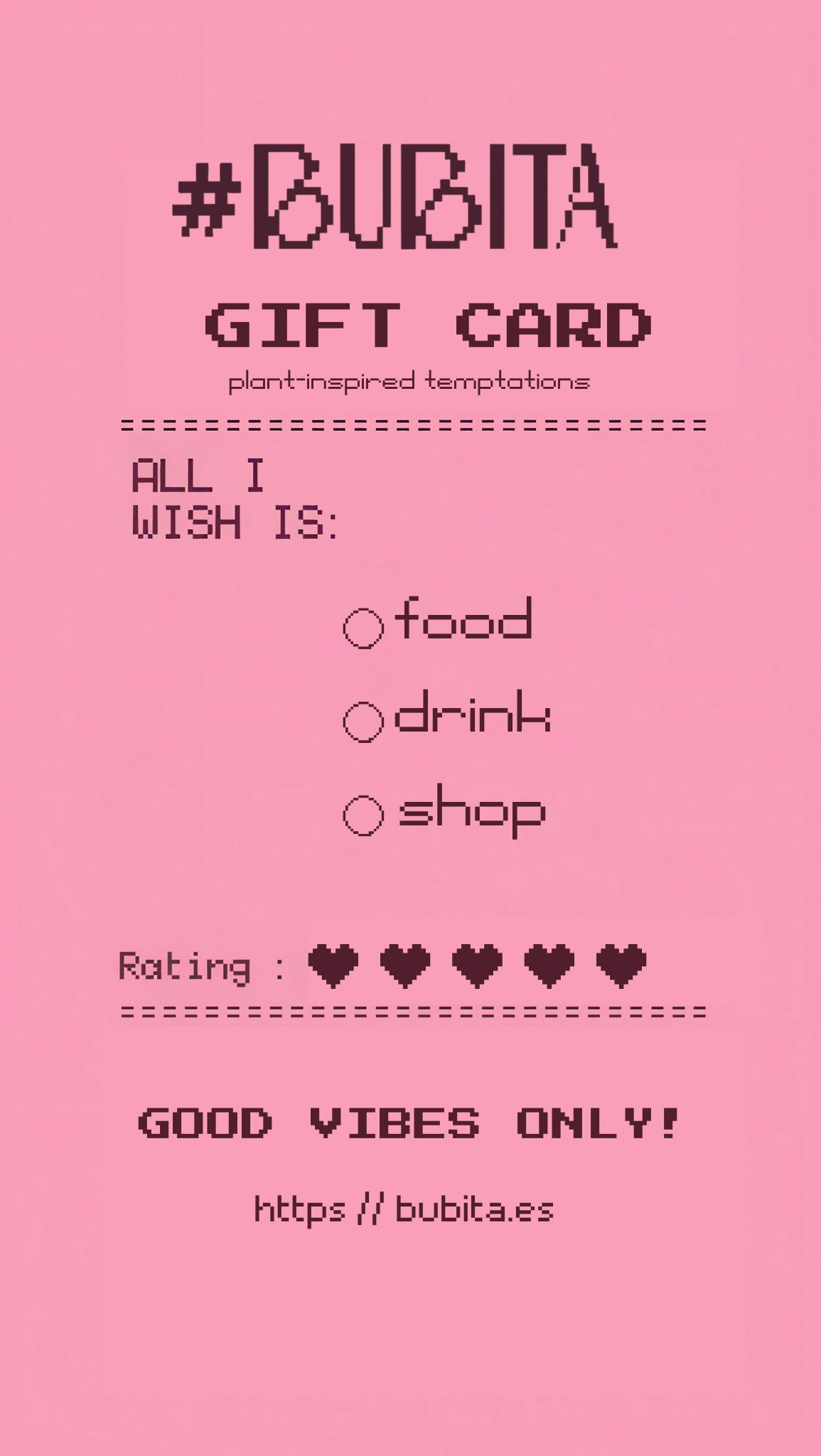 #bubita sangria bar gift card